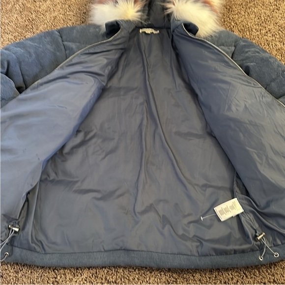 Molly Bracken Corduroy Puffer Jacket with Striped Faux Fur Hood - Picture 6 of 14